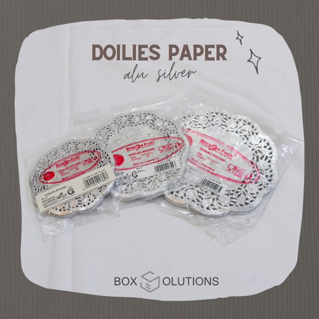 [isi 100] doilies paper aluminium SILVER | kertas doilies perak | paper lace doyleys premium | kerta