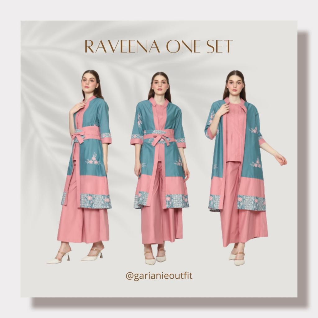 GARIANIE OUTFIT RAVEENA ONE SET SETELAN BATIK WANITA STELAN CELANA INNER BAJU BATIK WANITA LONG OUTE