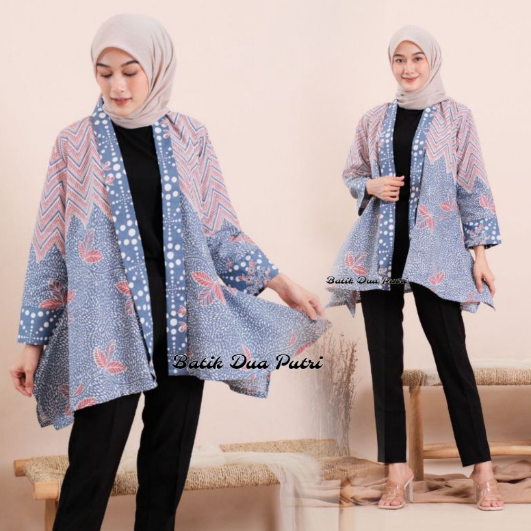 ART X13B Blazer Batik BATIK DUA PUTRI  Atasan Blazer Batik Modern Outer Batik Wanita Warna Soft Keki