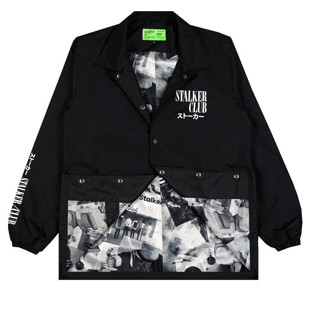 Stalker - Jaket Coach Pria Original Premium Hitam Parasut Anti Air Movement