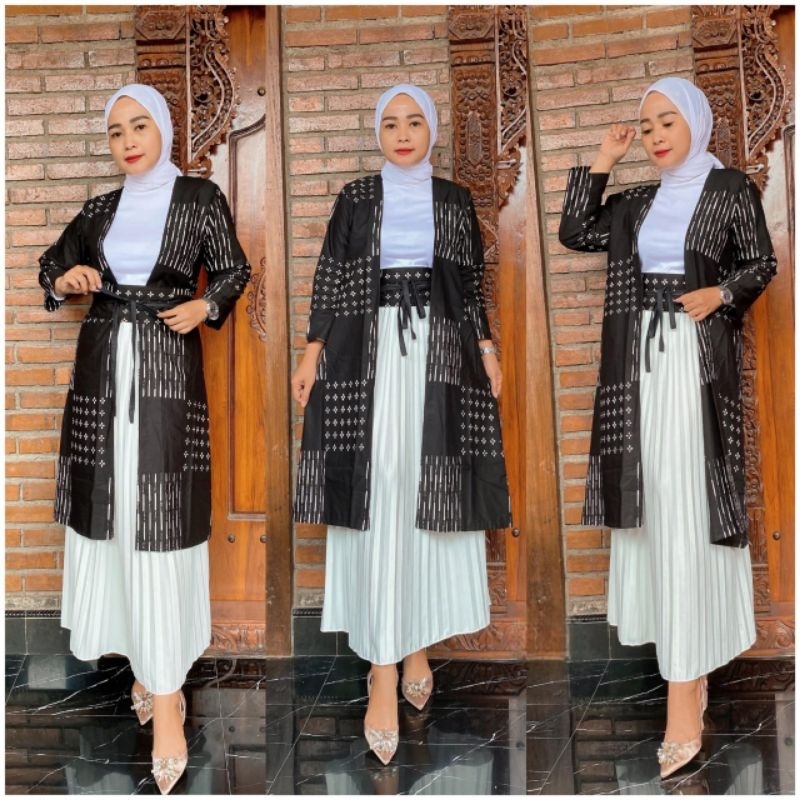 Bolero Batik Modern Vest Outer Cardigan Set Long Cardi Set Obi Batik Modern