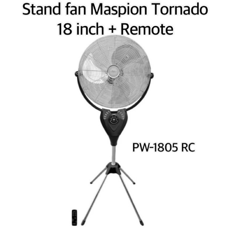 Stand fan Tornado + Remote 18 inch Maspion PW-1805 RC. Kipas angin berdiri besi