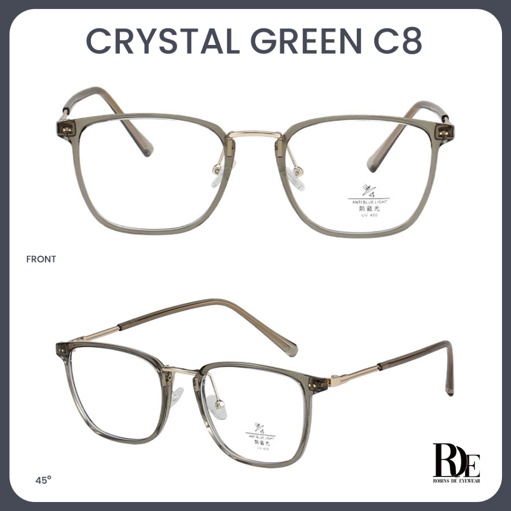 Robins kacamata Anti Radiasi Komputer Frame Kacamata Kotak Bisa Minus Photocromic Bluecromic Fashion Terbaru Wanita S11968-C8