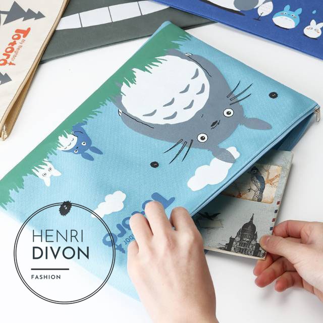 

Pouch Map A4 Zipper Bag Totoro Dompet Makeup Kosmetik Traveling Tempat Pensil Besar - Biru