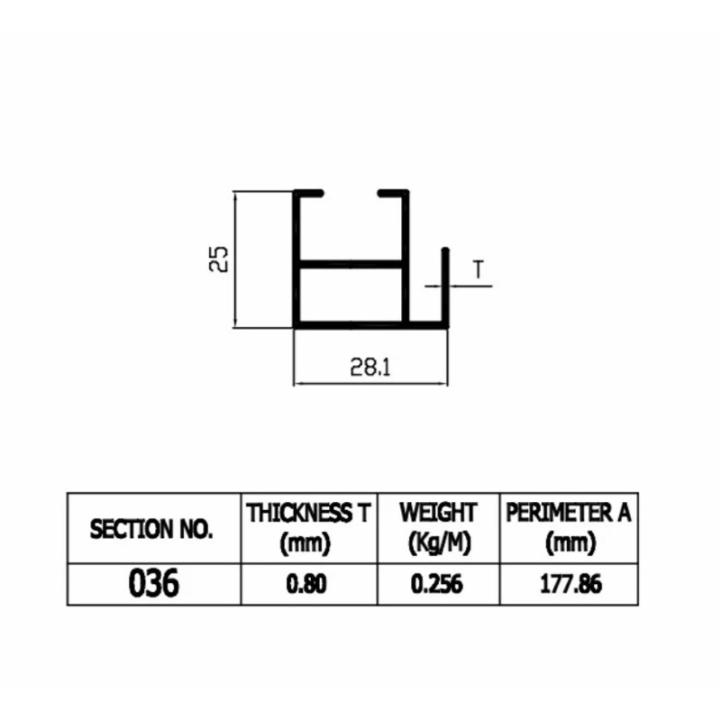 Aluminium Dacon Sliding Window 036 Tiang Kait Aluminium Batangan