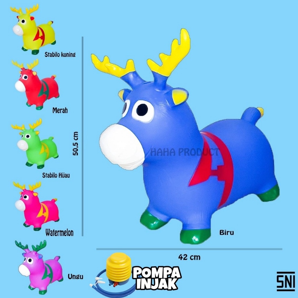 ART K32W BENTUK RUSA Kuda Kudaan Musik Anak Mainan Jumping Music Animal Karet Musik Viral Murah Hewa