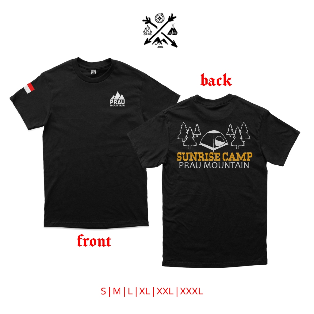 kaos pendaki gunung prau sunrise camp combed 24s