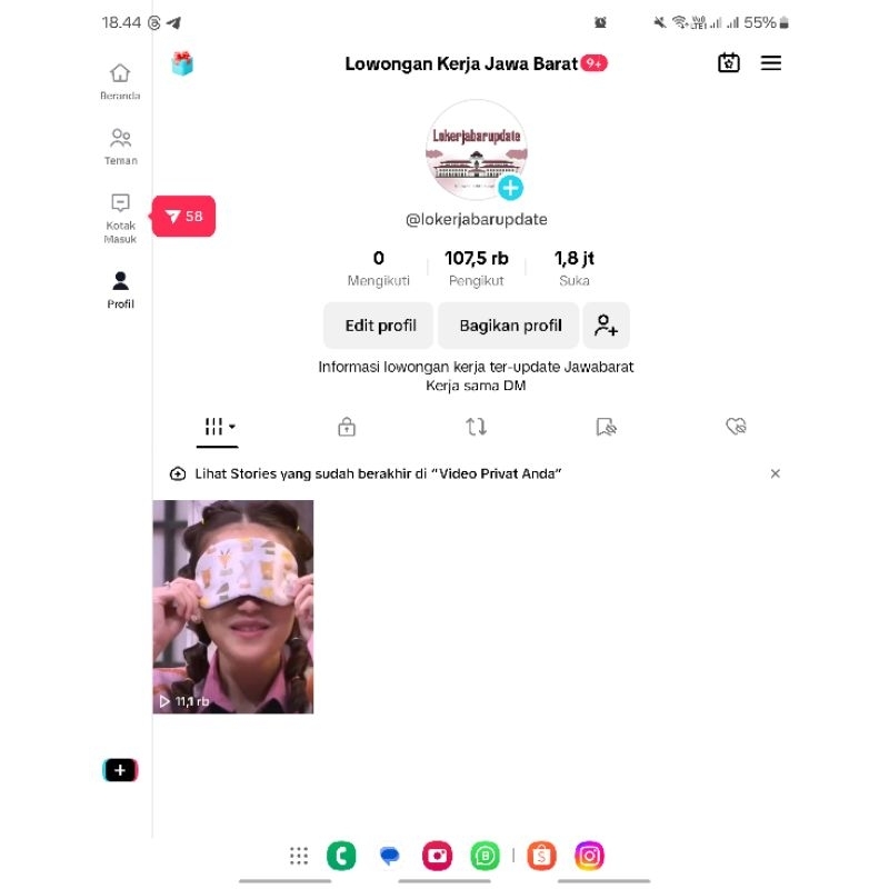 Akun tt 107k folls murah
