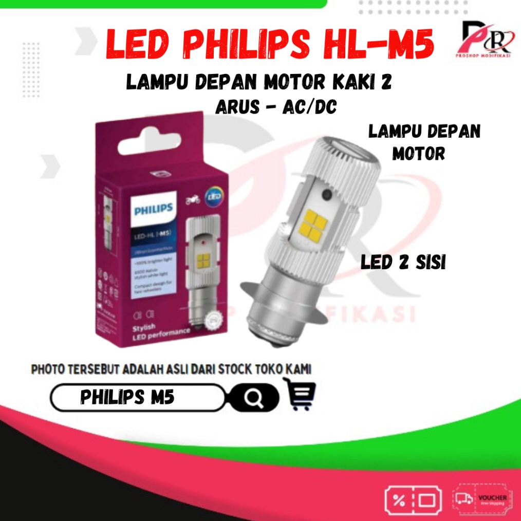 ART B59W LAMPU LED DEPAN MOTOR PHILIPS M5 LED 2 SISI ORIGINAL 1 LAMPU LED DEPAN MOTOR PHILIPS M5 LED