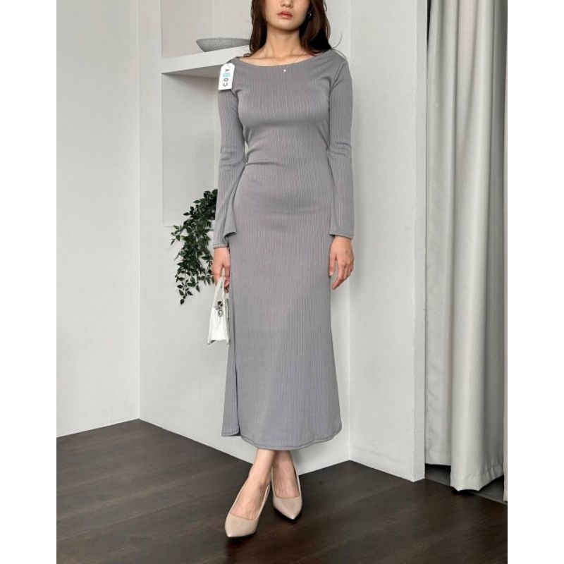 Nicolette Dress, Basic Knit Dress Bodycon/Long Dress Casual, Dress Wanita