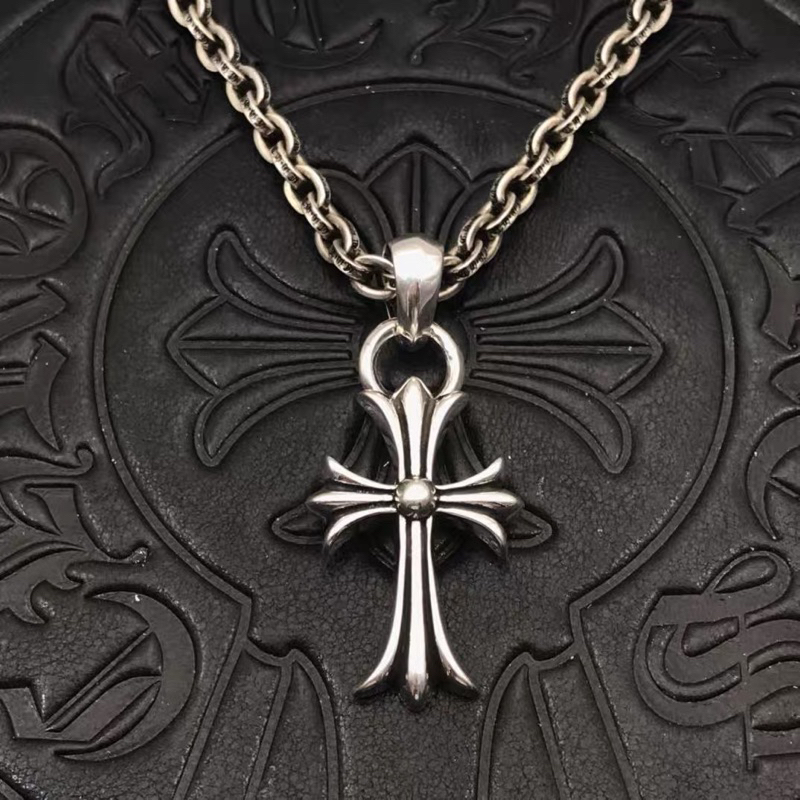 Chrome Hearts Chain Necklace Cross Salib Pendant Charm Sterling Silver 925 Perak Bull Head Kepala Ba
