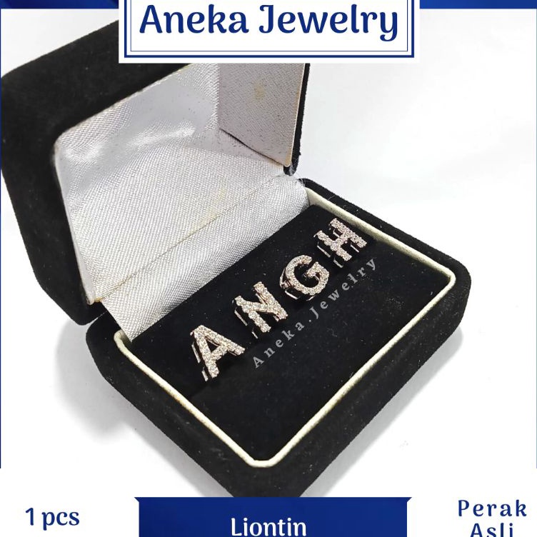ART Q27G Liontin Huruf Variasi Perak 925 Sepuh Emas Putih