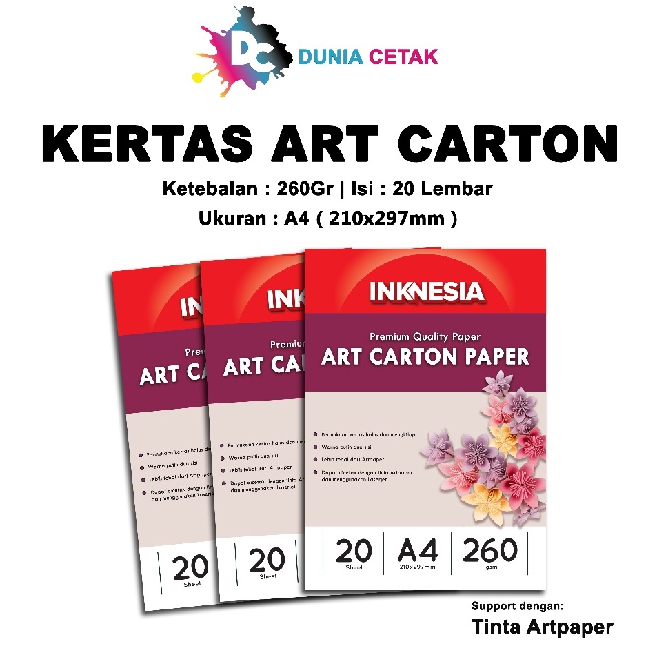 

Kejutan Termurah Kertas Art Karton Carton 26 gsm A4 isi 2 lbr Art Carton Paper Glossy 26 gram