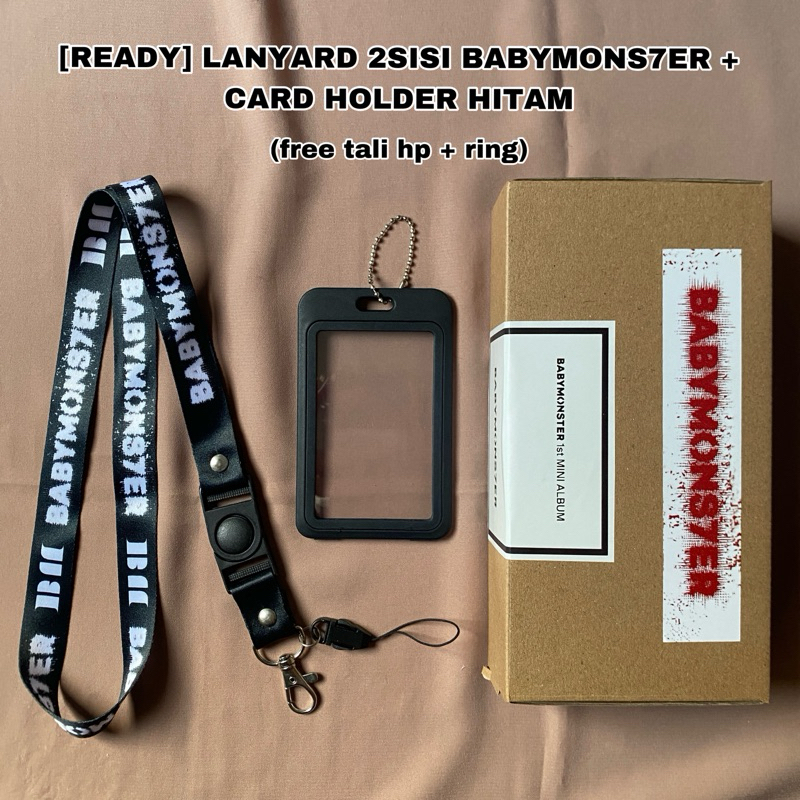 

[READY] LANYARD 2SISI BABYMONSTER + CARD HOLDER HITAM (FREE TALI HP + RING)