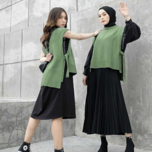 ILLO VEST ROMPI RAJUT TALI SAMPING / VEST RAJUT ANDIN / ROMPI RAJUT WANITA