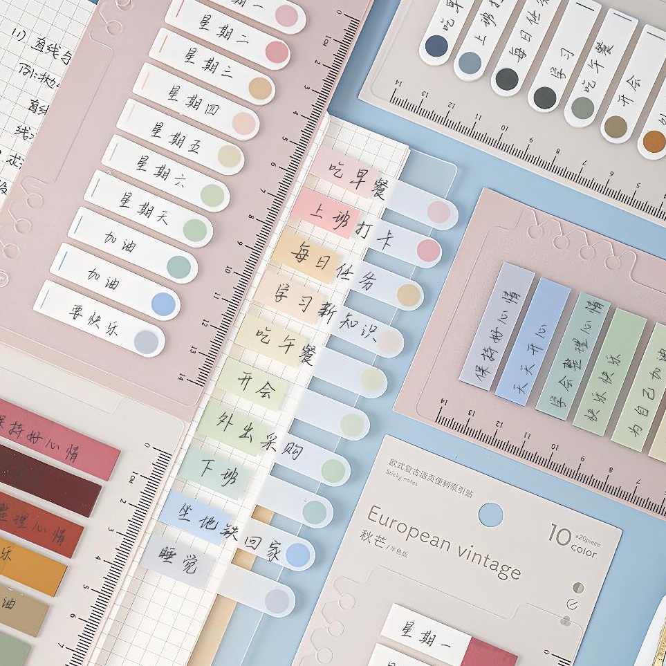 

Serba Menarik Stiker indeks plastik Morandi menunjukkan label daun lepas catatan tempel catatan kecil tanda kunci 2 stiker