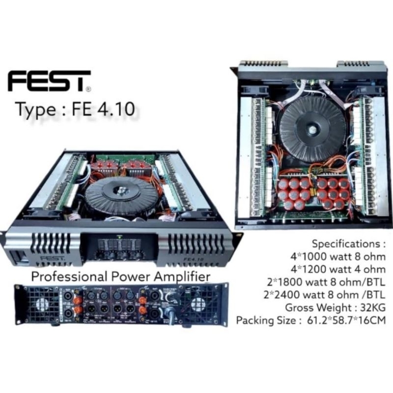Power Amplifier FEST 4 channel FE 4.10 original power amplifier