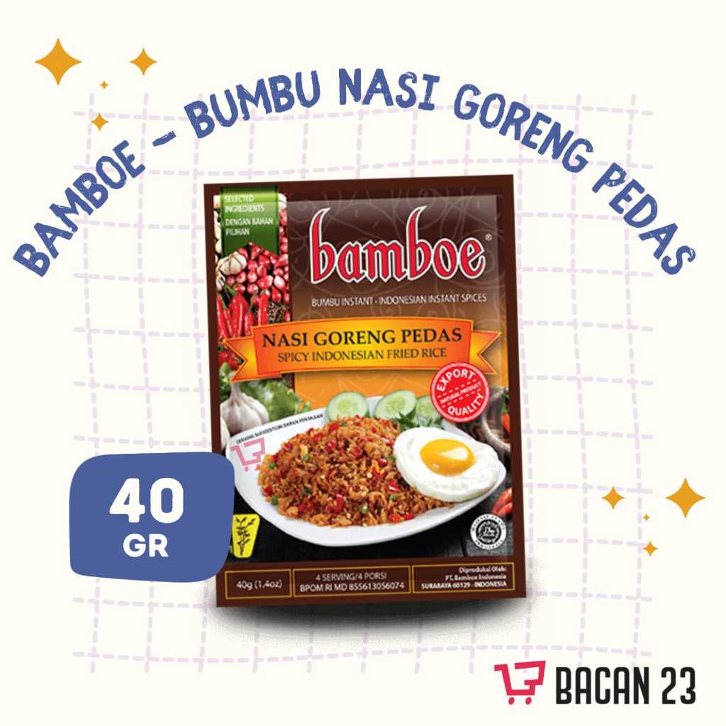 

Bamboe Bumbu Instan nasi Goreng Pedas (40 Gr) / Bumbu Dapur Instan / Penyedap Rasa