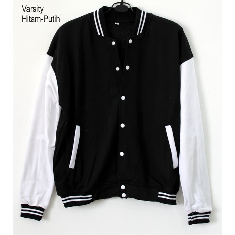 JAKET VARSITY HITAM PUTIH BIG SIZE JUMBO