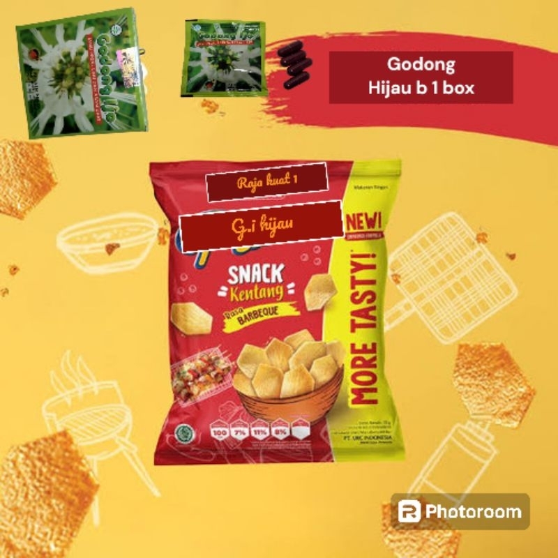 

snack keripik makanan hijau godong²an