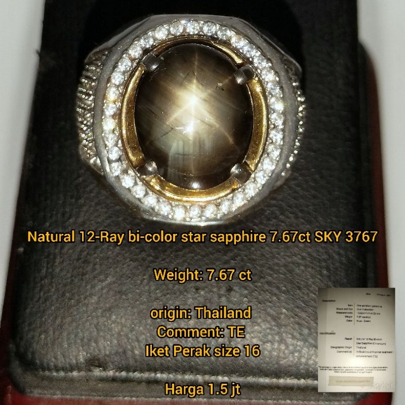 Natural 12-Ray bi-color star sapphire 7.67ct SKY 3767