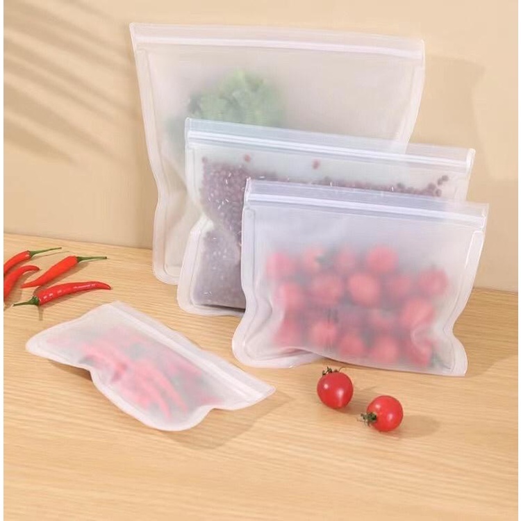 FOOD STORAGE BAG TRANSPARANT REUSABLE POUCH ZIPLOCK DOFF KANTONG PLASTIK PENYIMPAN MAKANAN ZIPLOCK P