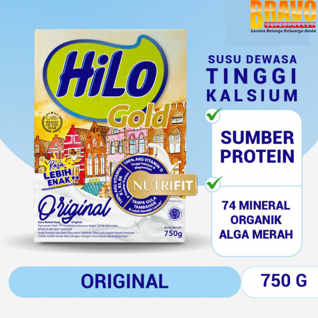 

Bravo Bojonegoro - HiLo Gold Original & Chocolate 750GR - Susu Tinggi Kalsium Rendah Lemak