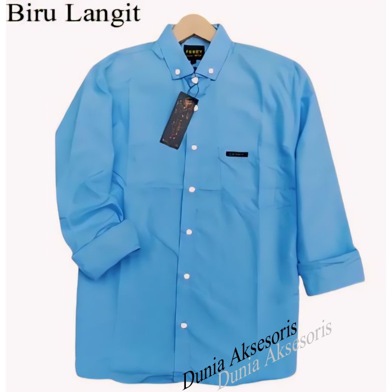 Promo Terlaris Kemeja Pria Lengan Panjang Warna Biru Langit Kain Adem Paling Banyak Dicari