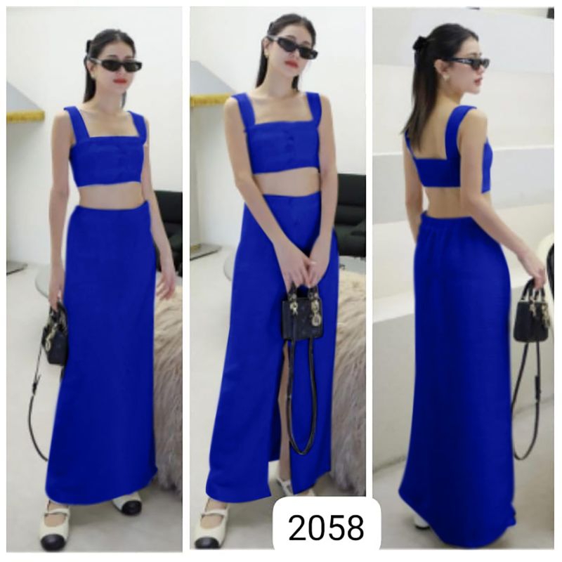 2058 setelan crop top/setelan wanita/setelan wnita korea