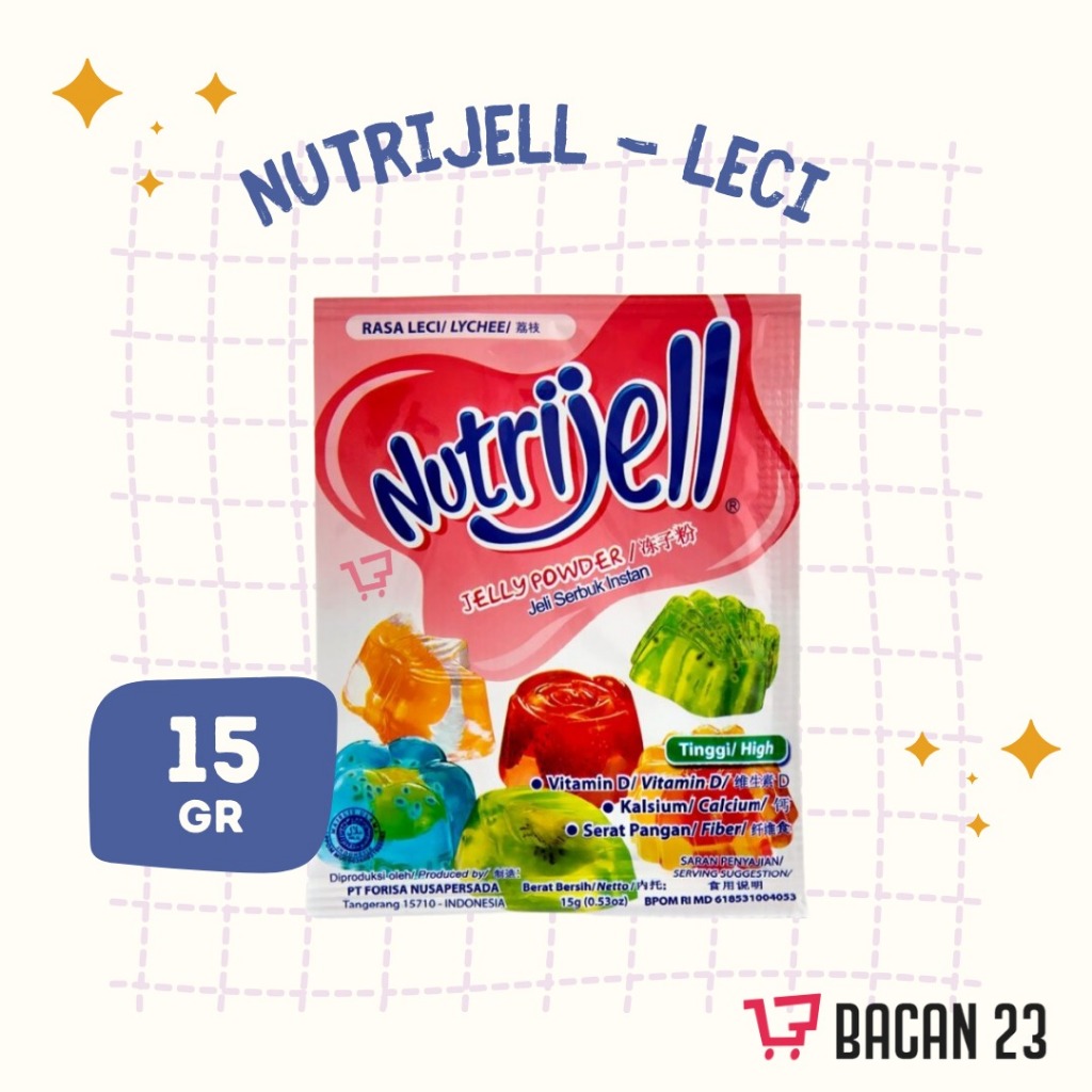 

Nutrijell Rasa Leci (15 Gr) / Agar - Agar Jelly Instant Sachet Rasa Leci / Jelly Powder