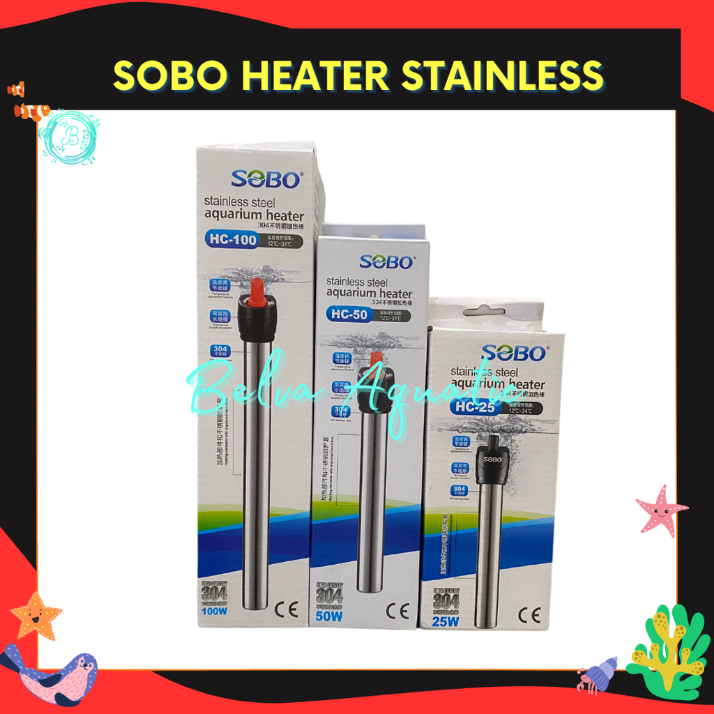 Sobo Heater Stainless Steel 25 50 100 Watt 25W 50W 100W Anti Pecah Hiter Stenlis Alat Pemanas Pengha