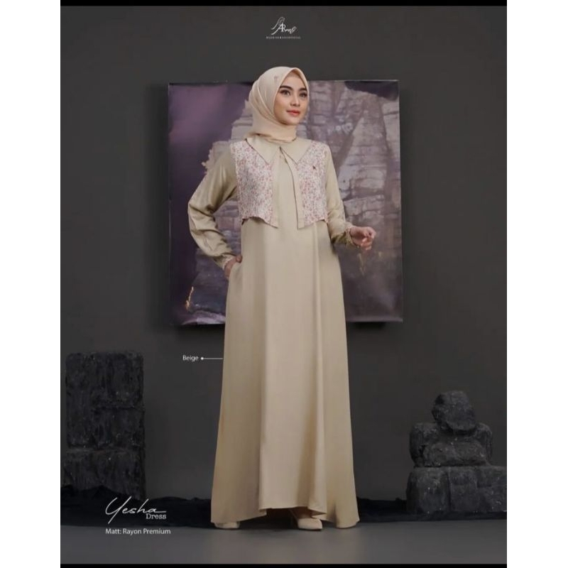 YESHA Dress, Ar Rafi ORI, PROMO CUCI GUDANG, terbaru rayon best seller, Wanita Muslimah, Fashion Dre
