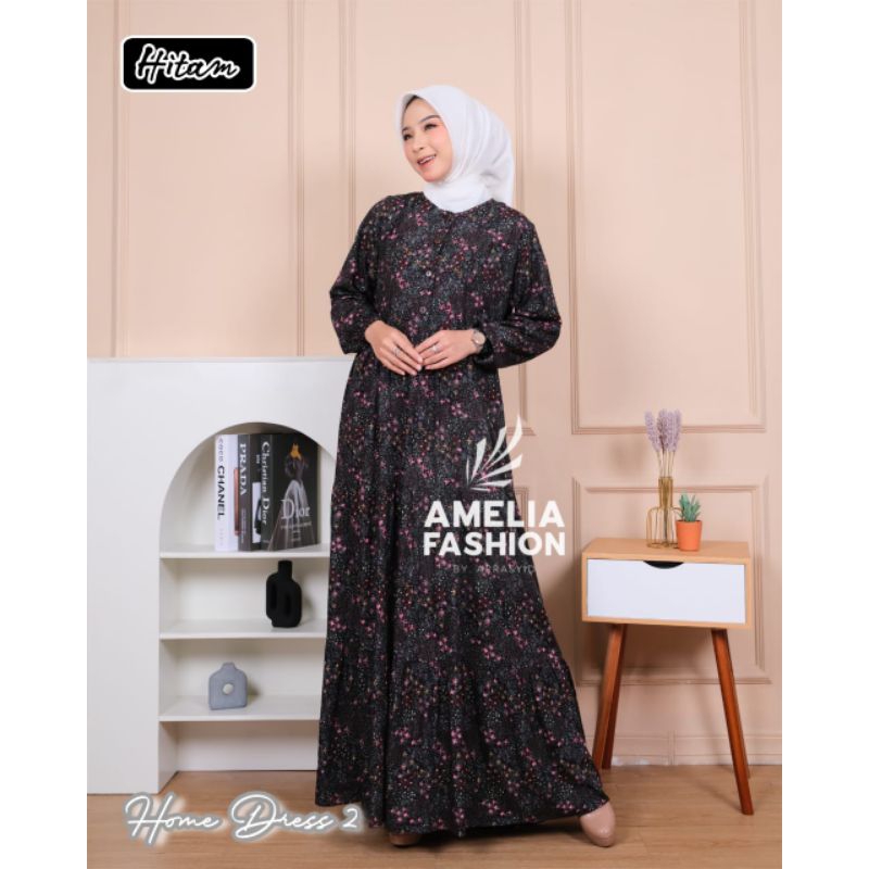 gamis rayon twill motif bunga by Amelia