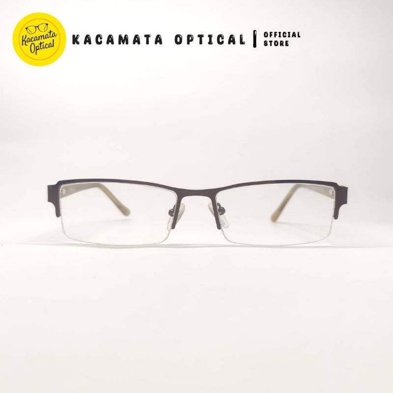 KACAMATA OPTICAL - Frame KMO3064 Half Frame Coklat Besi Plastik