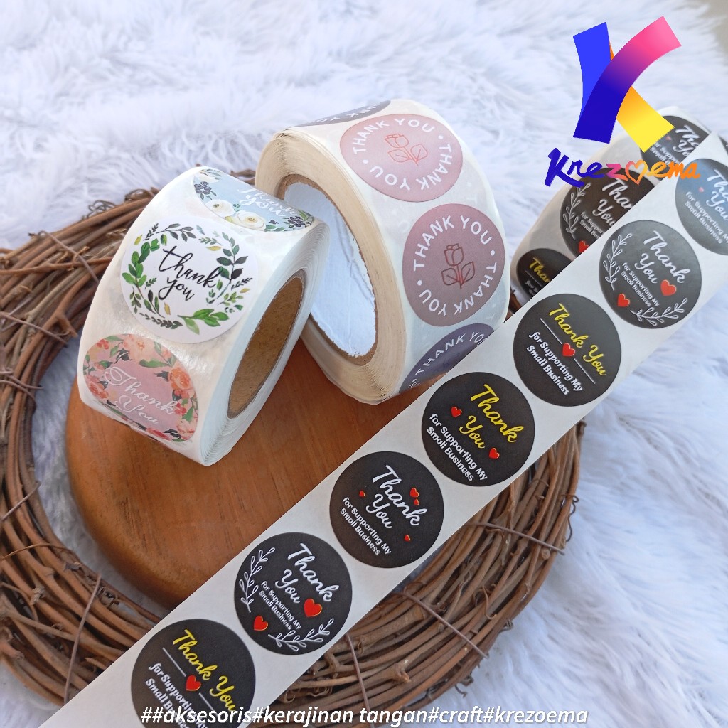 

Sticker Thank You || Stiker Terima Kasih || Per Roll 500 pcs