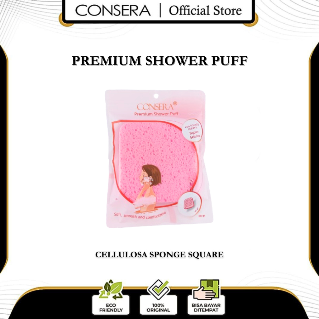 CONSERA - Premium Shower Puff Cellulosa Sponge Square – Spons Cuci Muka Untuk Eksfoliasi Berkualitas