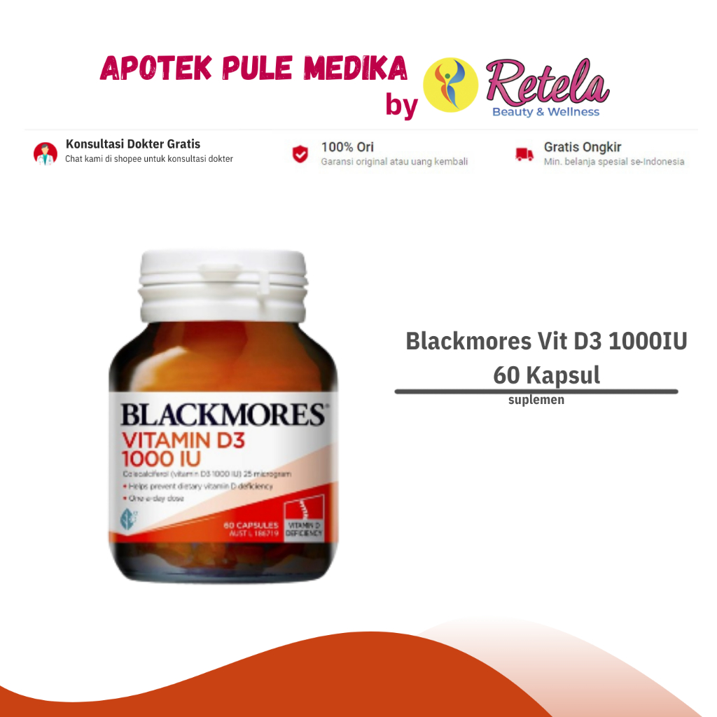 Blackmores Vit D3 1000IU 60 Kapsul
