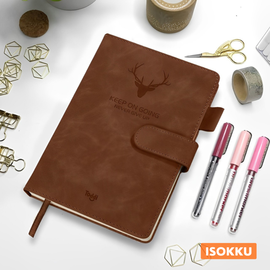 

ISOKKU Buku Catatan Harian Notebook Cover Kulit Magnetic Buckle A5