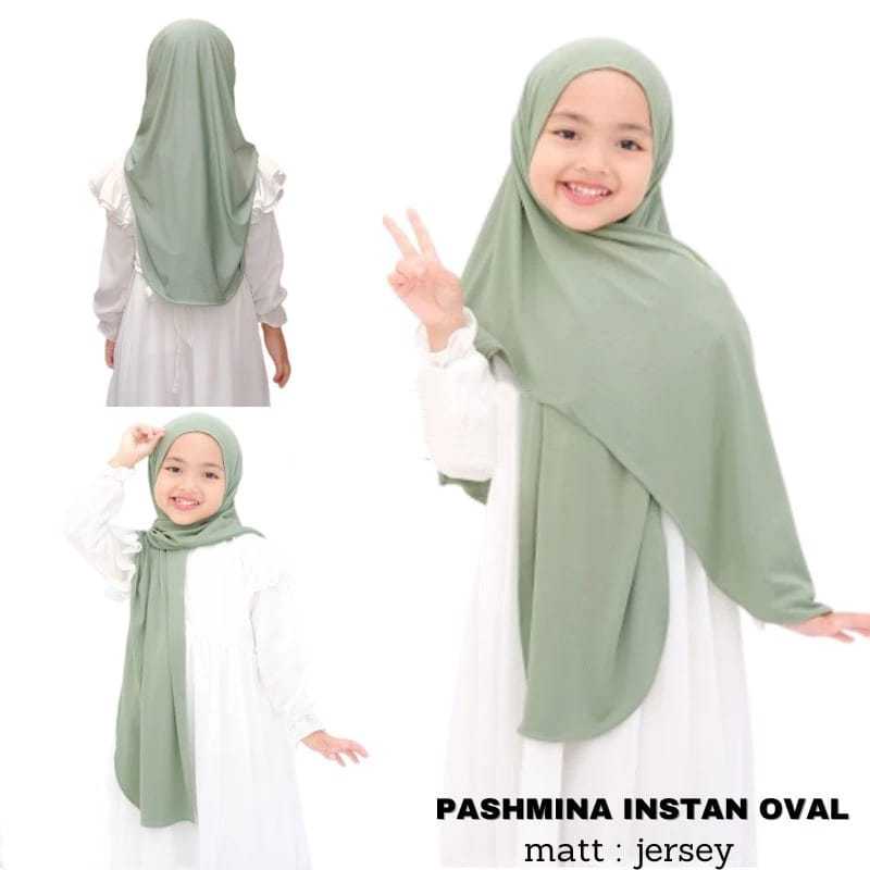 KERUDUNG PASHMINA OVAL  JERSEY INSTAN ANAK 3 SAMPAI 10 TAHUN