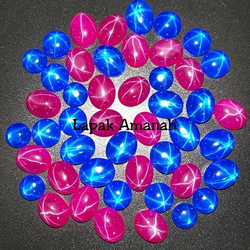 Batu American Star Red Ruby Blue Safir Top Bodyglass