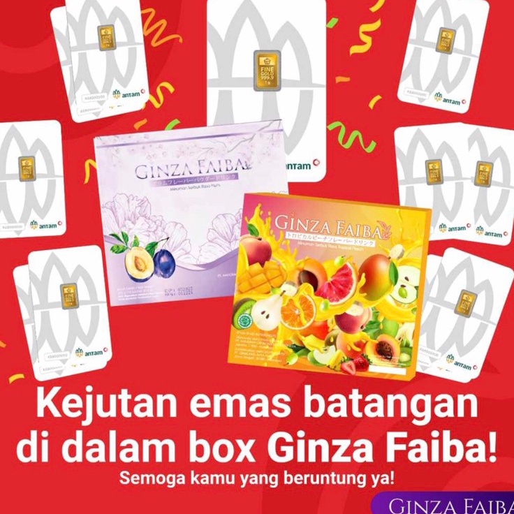 

Cekout sekarang Bisa Gosend FREE GOLD GINZAFAIBA 1 box isi 15 sachet Ginza Faiba Slimming Collagen Semarang bisa Grab