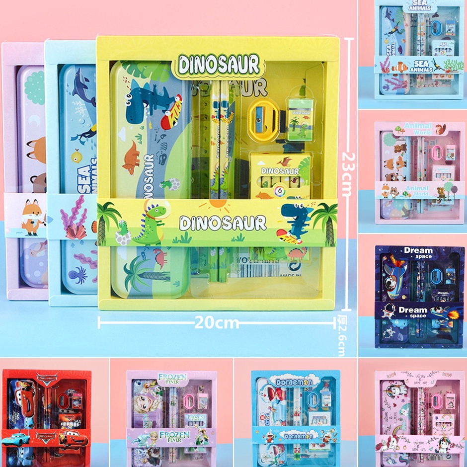 

Borong Buruan Alat Tulis Set paket Komplit 7 in 1 Stationery complete lengkap Kotak Pensil Anak Souvenir Hadiah kado Sekolah karakter kartun lucu animal hewan perlengkapan tulis tempat pensil