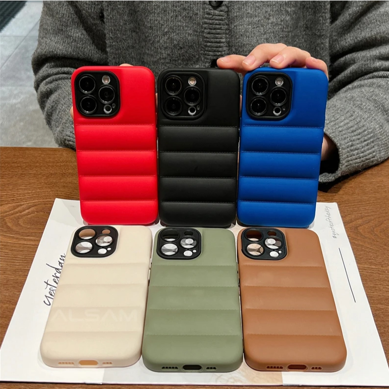 Pillow Puff Fluffy Case untuk Iphone 11 12 13 14 15 Pro Max Mini Plus Softcase bantal balon Silicone