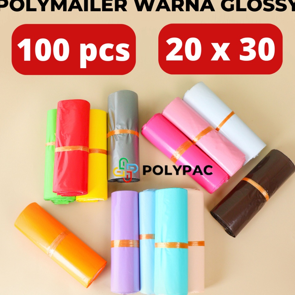 

Lebih Irit Polymailer Warna Glossy 2x3 isi 1 pcs Plastik Polymailer Lem Kantong Packing Online