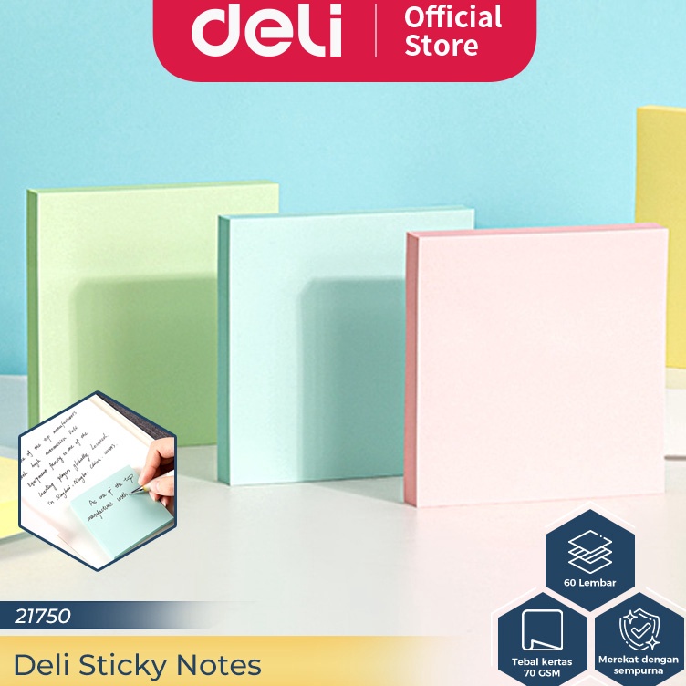 

Ready Stok Deli Sticky Notes Memo Tempel 8 CM Warna Warni 6 Lembar 2175