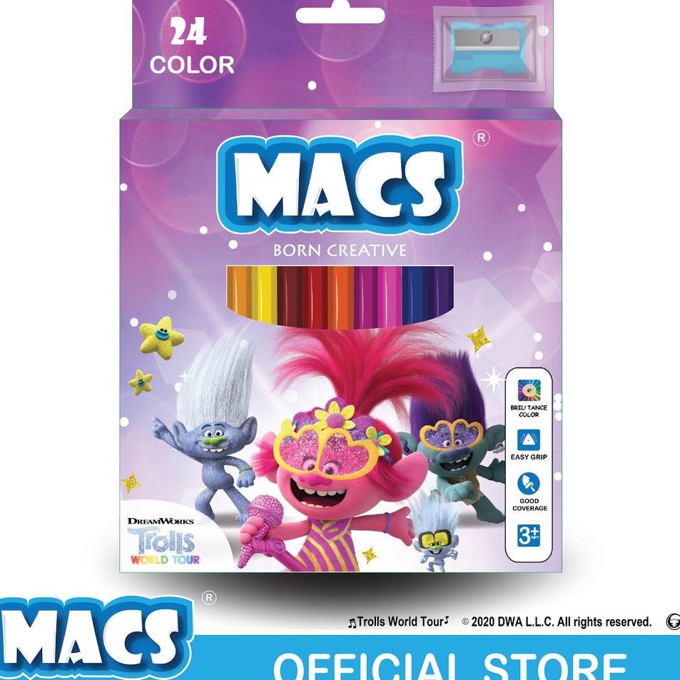 

Super Belanja MACS Pensil Warna Trolls World Tour 24 color pencils