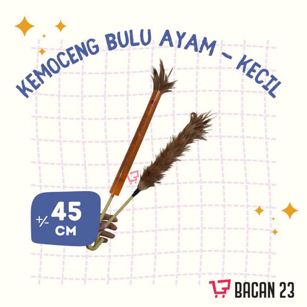 Kemoceng Bulu Ayam Kecil (+/- 45 Cm) / Pembersih Debu