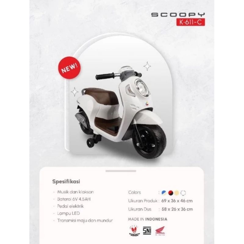 motoran anak Scoopy Aki Motor Aki K611C- Honda Scoopy (Official Licensed by Honda)
