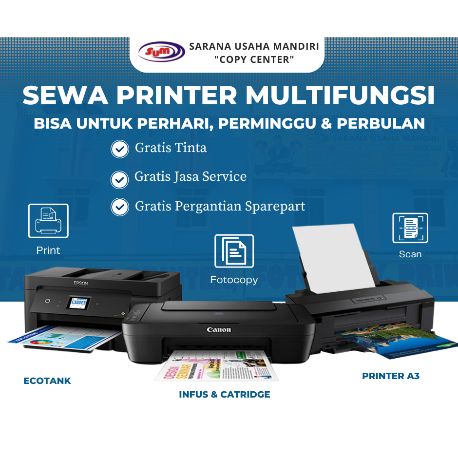 Sewa Printer Multigungsi | Printer A3 | Fotocopy | Scan PALEMBANG