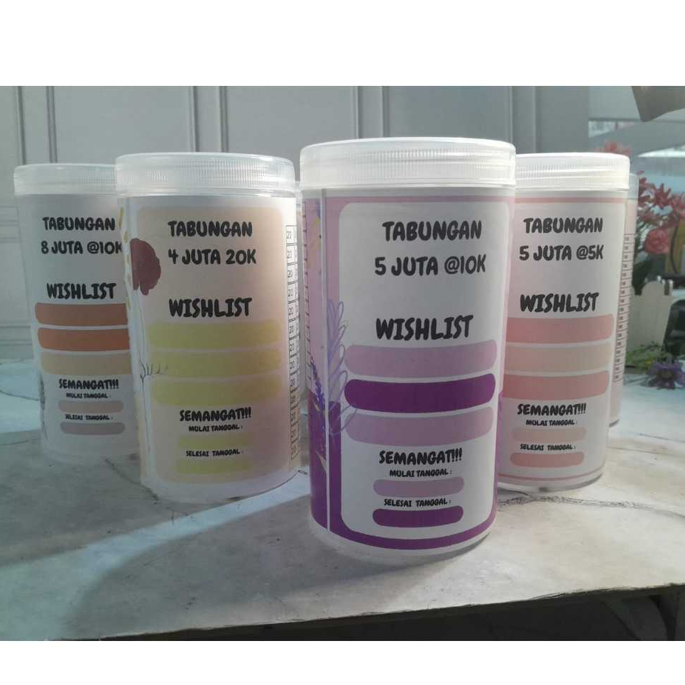 Celengan Target Menabung Toples Tabungan Jar Saving 10K 5 Juta Challenge Budgeting Free Spidol